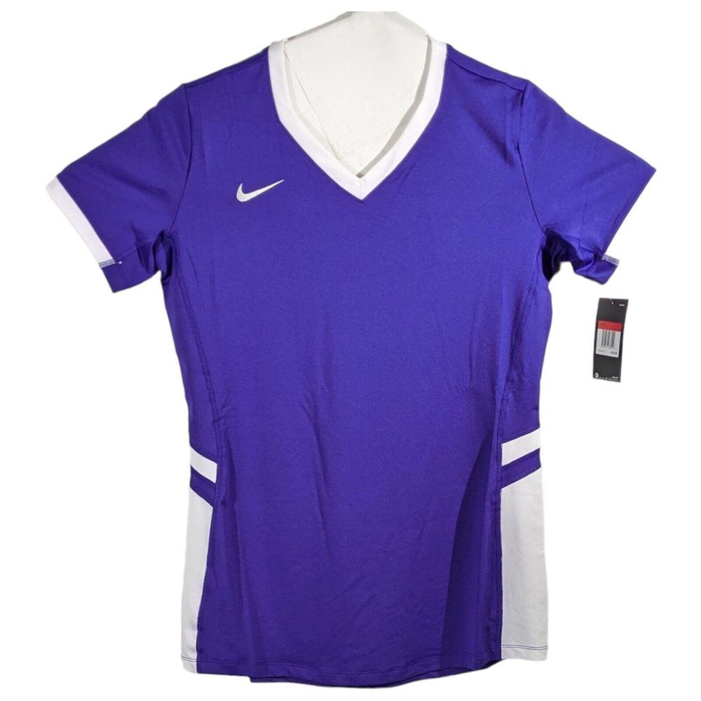 Purple Volleyball Shirt Size Large Womens  Fitted Short Sleeve Yoga Top Nike